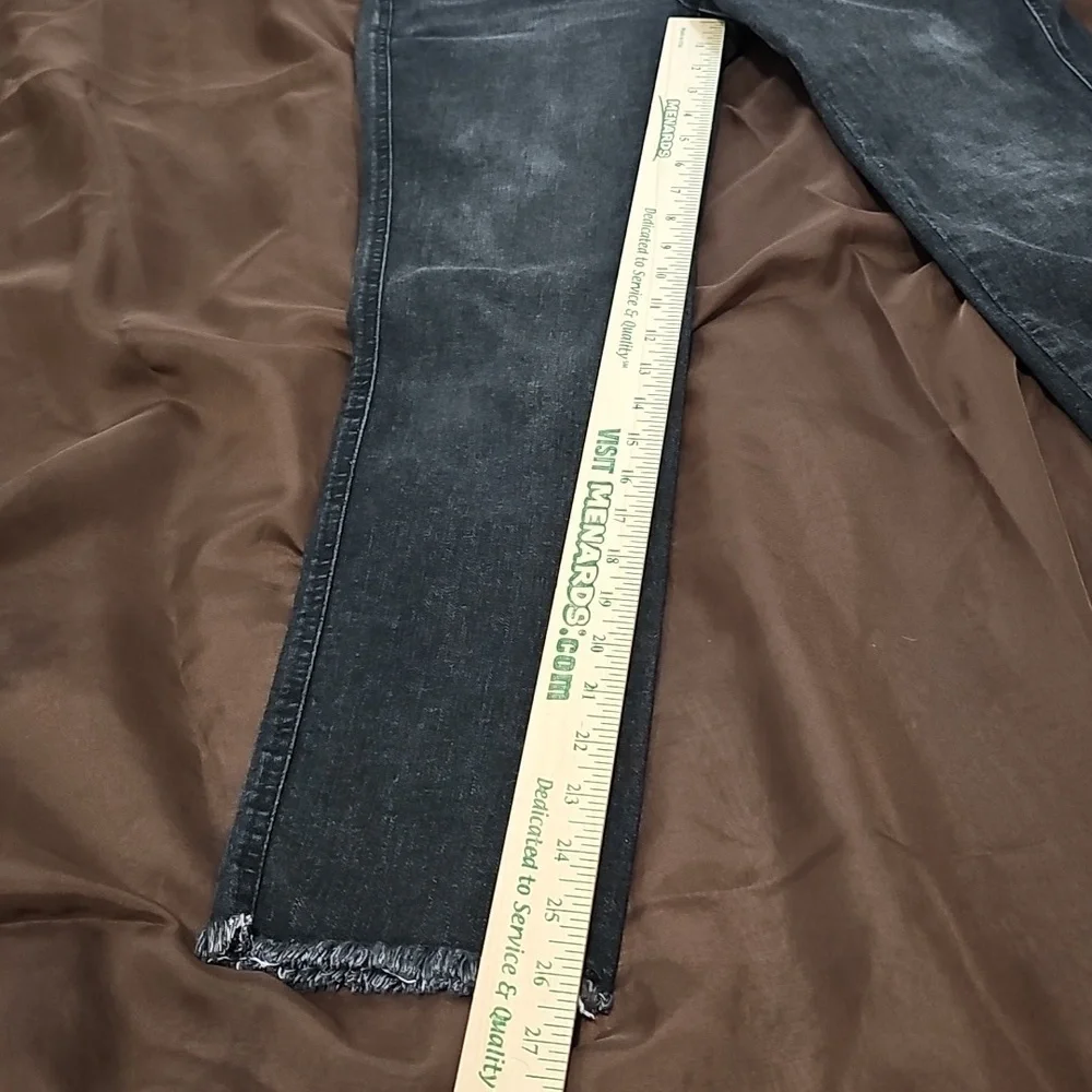 Chicos Black Jeans Define Me Denim Straight Leg Fringe Raw Hem Ankle Size 2 - Picture 6 of 7